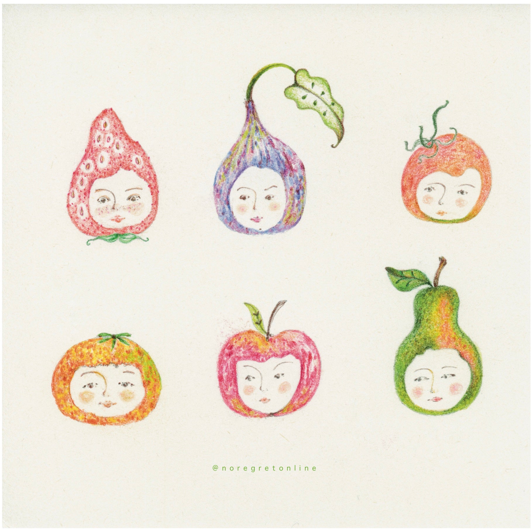 Lovely fruit head - square print