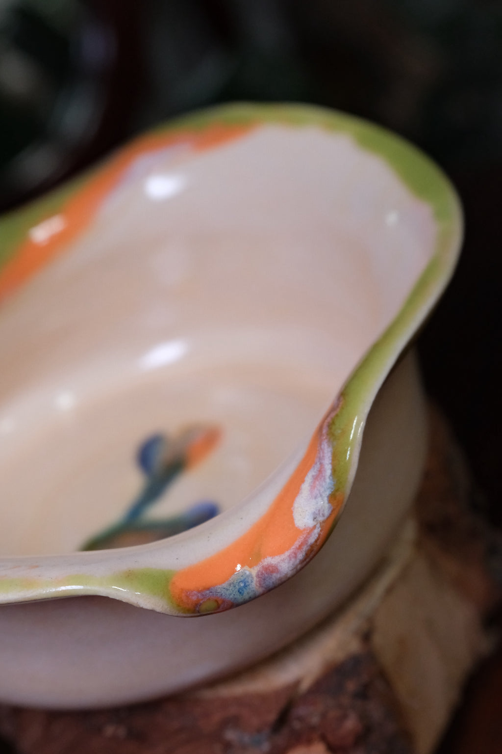 Small bowl called “my favourite flavour of ice cream is pistachio and rum”