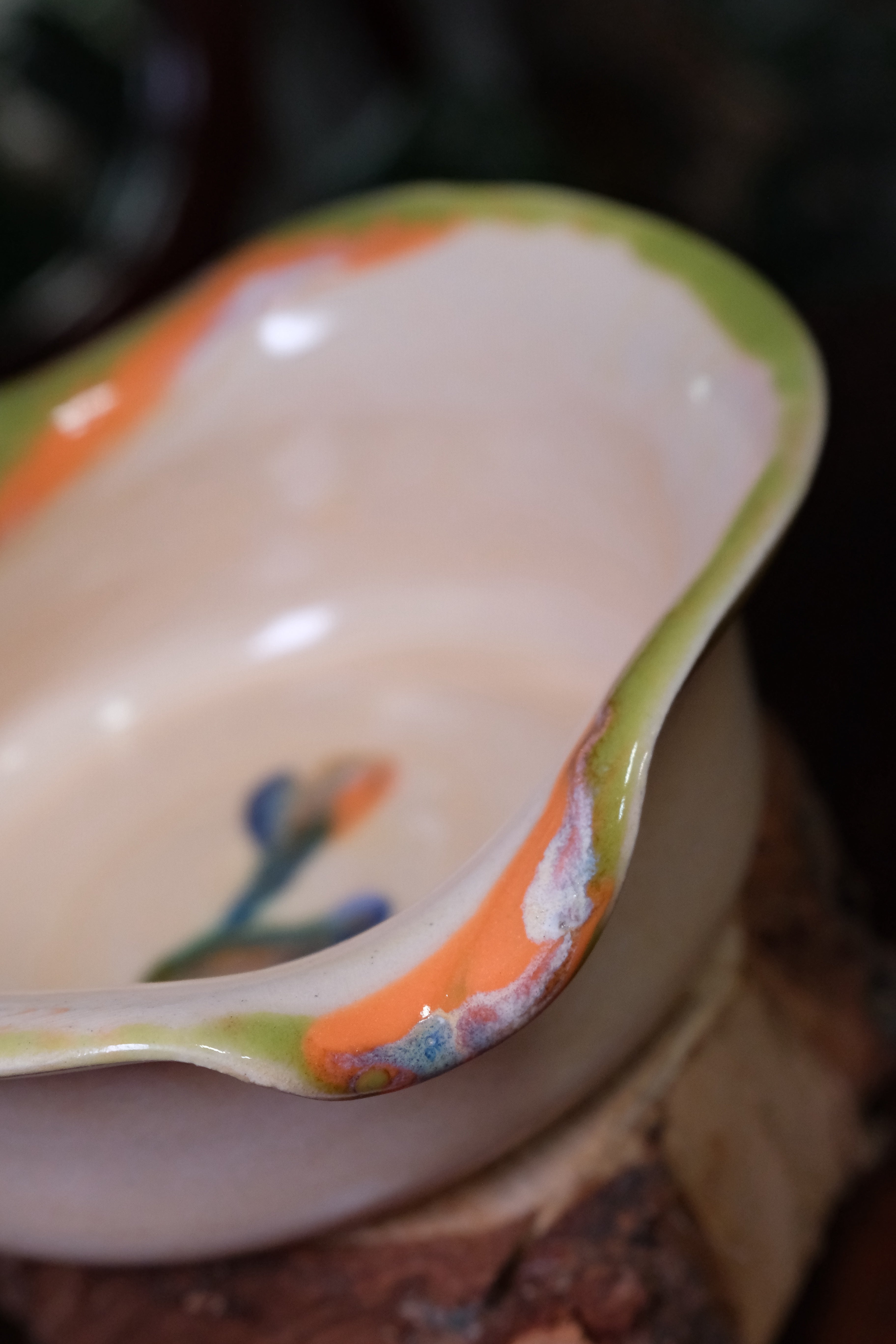 Small bowl called “my favourite flavour of ice cream is pistachio and rum”