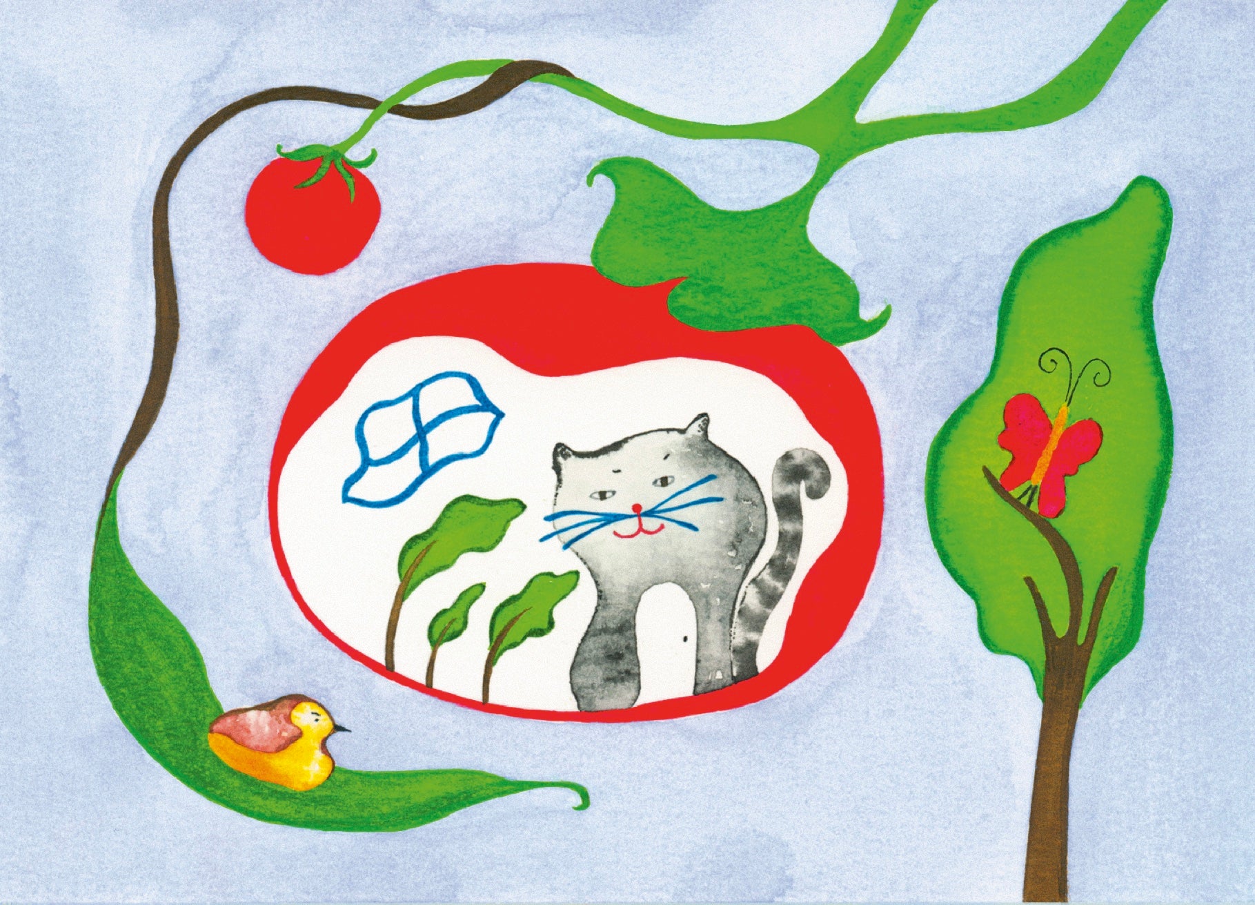 Tomato cat tree house - Greeting card